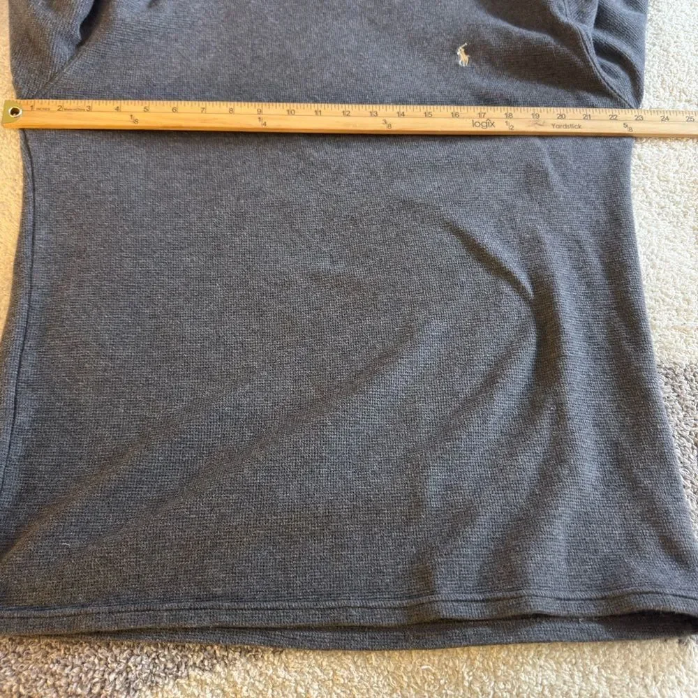 Polo Ralph Lauren Shirt Mens Size XL Waffle Crew‎ Neck Cotton Gray Pony fleece